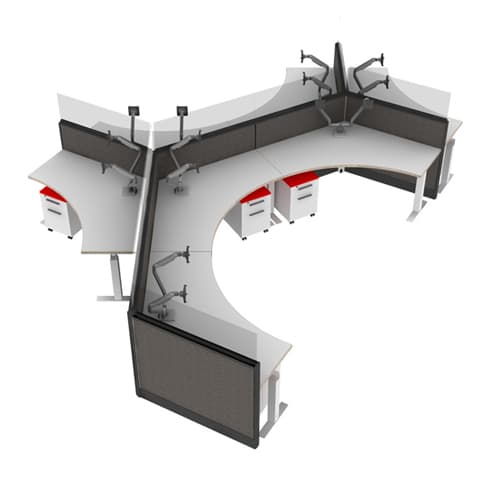 'Dividends' 120 Degree Height-Adjustable Desks Cluster (CL7A)