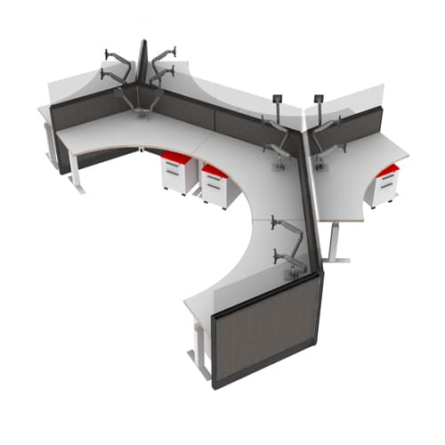 'Dividends' 120 Degree Height-Adjustable Desks Cluster (CL7B)