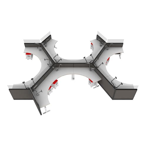 'Dividends' 120 Degree Height-Adjustable Desks Cluster (CL13B)