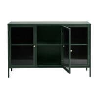 Modern Tempered Fluted Glass & Steel Sideboard