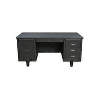 McDowell & Craig Used Rustic 30×60 Metal Double Pedestal Desk, Gray