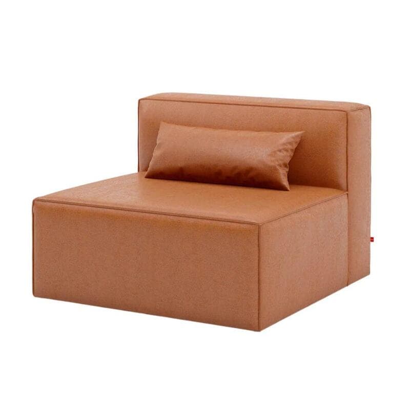Mix Modular Armless Loung with Pillow 37 1/4"D x 38 1/4"W x 28"H Vegan Appleskin Leather COGNAC