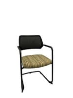 Steelcase Qivi Sled-Base Side Chair (Black Mesh/Tan Rectangles)