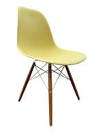 Herman Miller Eames Molded Plastic Side Chair with Dovel-Legs (Pastel Yellow/Walnut)