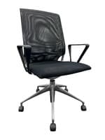 Vitra Meda Conference Chair (Black Mesh/Black  Leatherette/Chrome)