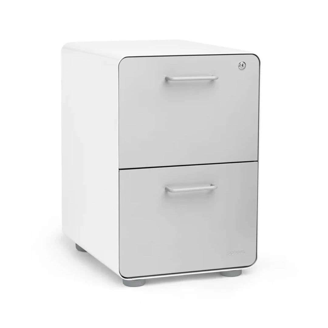 Stow 2-Drawer File Cabinet, White + Light Gray