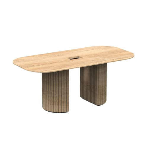 Natural Oak Fluted Table, w/ Power, 3' x 6'