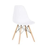 'Eames' White Plastic Molded Side Chair