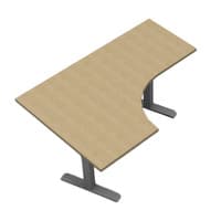Extended Corner Worksurface RH 23X46X66X23, AMQ Height Adjustable Height Base. 3 Stage, 2 Legs
